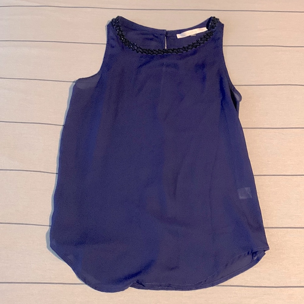 Sheer navy blouse